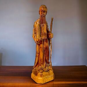 Moses Ten Commandments Carved Olive Wood Religious Figurine Statue